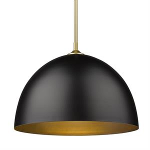 zoey large pendant in olympic gold with matte black shade