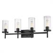 Winslett 4 Light Bath Vanity in Matte Black with Ribbed Clear Glass