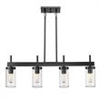 Winslett Linear Pendant in Matte Black with Ribbed Clear Glass