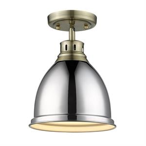Duncan Flush Mount in Aged Brass with Chrome