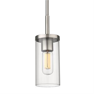 winslett mini pendant in pewter with ribbed clear glass