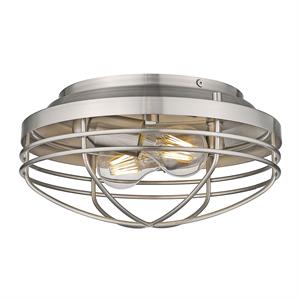 Seaport Flush Mount in Pewter with Pewter Metal Cage