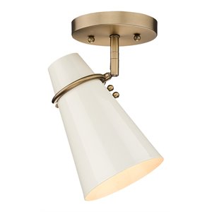 golden lighting reeva 1 light steel metal semi-flush in brass/glossy ecru ivory