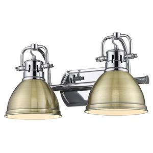golden lighting duncan 2-light metal bath vanity in chrome/aged brass