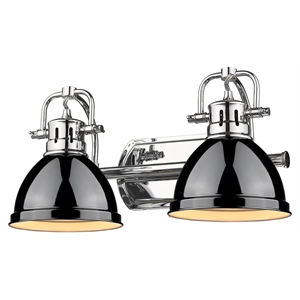 golden lighting duncan 2-light metal bath vanity in chrome/black