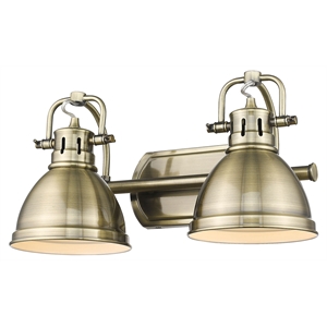 golden lighting duncan 2-light metal bath vanity in aged brass