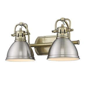 golden lighting duncan 2 light bath vanity in aged brass with pewter shades