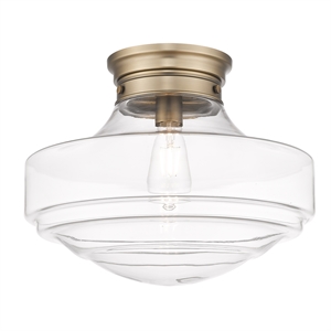 golden lighting ingalls large semi-flush in modern brass and clear glass shade