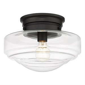 golden lighting ingalls semi-flush in matte black with clear glass shade