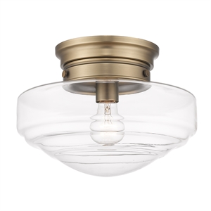 golden lighting ingalls semi-flush in modern brass and clear glass shade