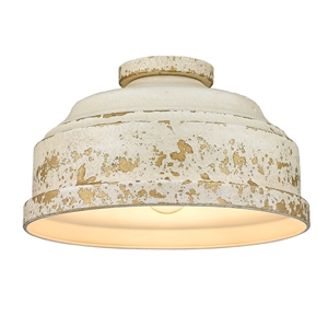 golden lighting keating 3-light metal flush mount in antique ivory