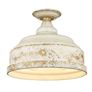 golden lighting keating 3-light metal semi-flush mount in antique ivory