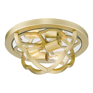 golden lighting saxon 2-light transitional metal flush mount in olympic gold
