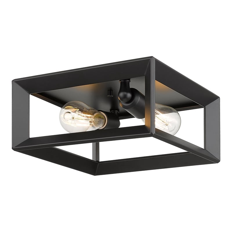 Golden Lighting Smyth 2-Light Contemporary Metal Flush Mount in Matte ...