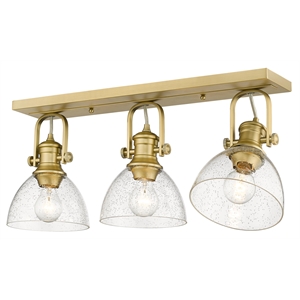 golden lighting hines 3-light transitional metal semi-flush mount in gold/clear