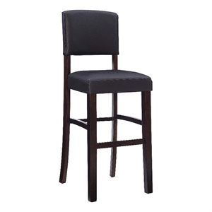 Riverbay Furniture 30&quot Faux Leather & Wood Bar Stool in Espresso/Brown