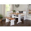 Riverbay Furniture Wood Indoor 3 Piece Kitchen Corner Nook Dining Set in White