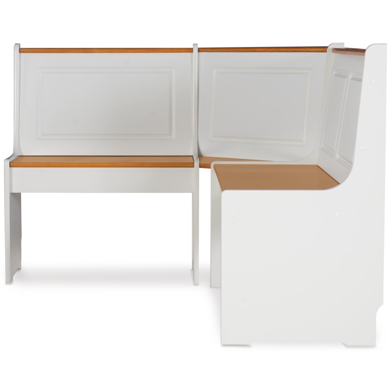Riverbay Furniture Wood Indoor 3 Piece Kitchen Corner Nook Dining Set in White