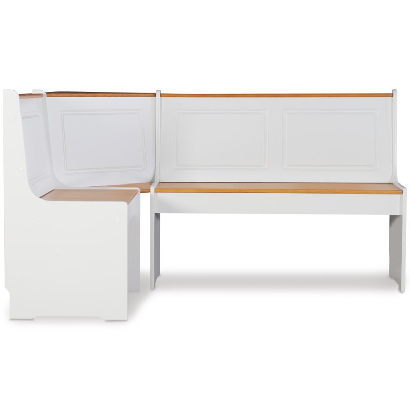 Riverbay Furniture Wood Indoor 3 Piece Kitchen Corner Nook Dining Set in White