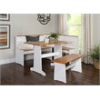 Riverbay Furniture Wood Indoor 3 Piece Kitchen Corner Nook Dining Set in White