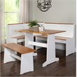 Riverbay Furniture Wood Indoor 3 Piece Kitchen Corner Nook Dining Set in White