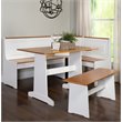 Riverbay Furniture Wood Indoor 3 Piece Kitchen Corner Nook Dining Set in White
