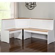 Riverbay Furniture Wood Indoor 3 Piece Kitchen Corner Nook Dining Set in White