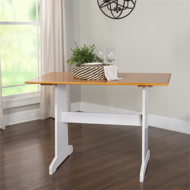 Riverbay Furniture Wood Indoor 3 Piece Kitchen Corner Nook Dining Set in White