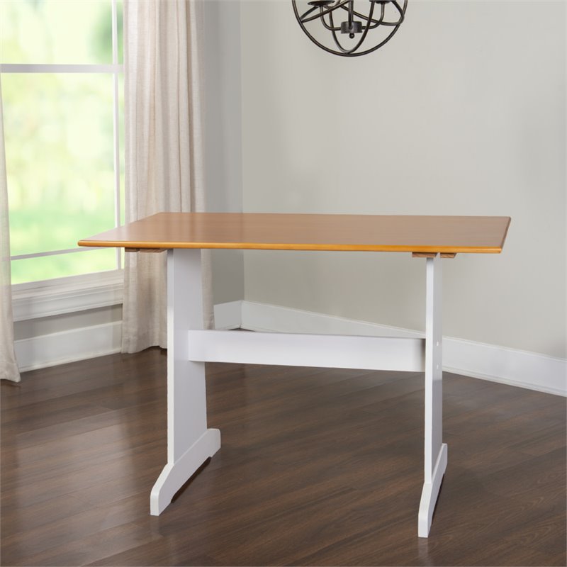 Riverbay Furniture Wood Indoor 3 Piece Kitchen Corner Nook Dining Set in White