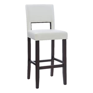 Riverbay Furniture 30&quot Faux Leather & Wood Bar Stool in White/Dark Espresso