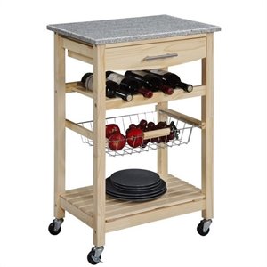 riverbay furniture granite top kitchen cart ii