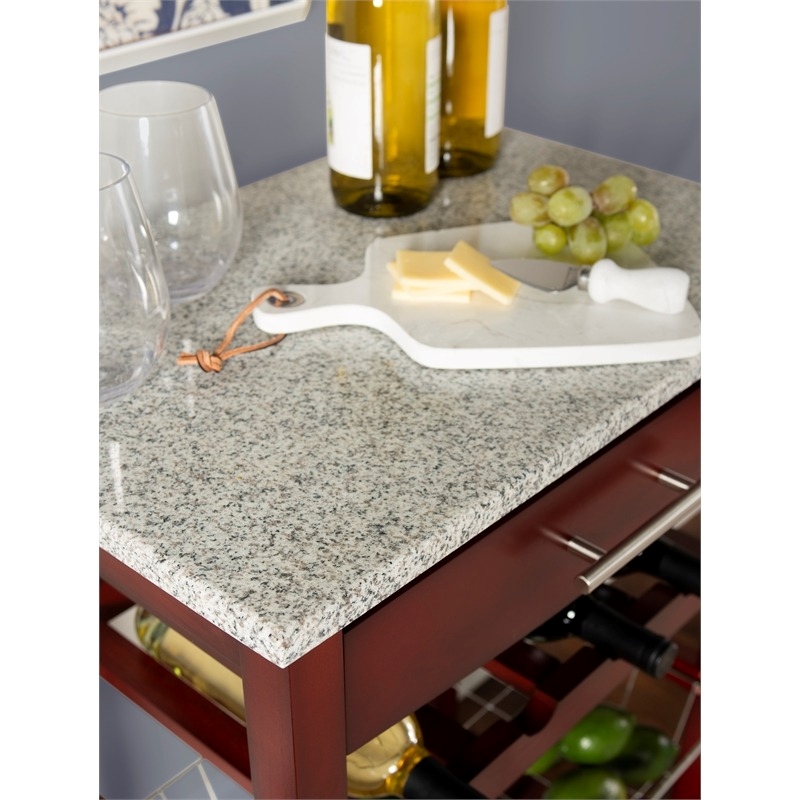 Riverbay Furniture Transitional Wood/Granite Top Kitchen Cart in Wenge Espresso