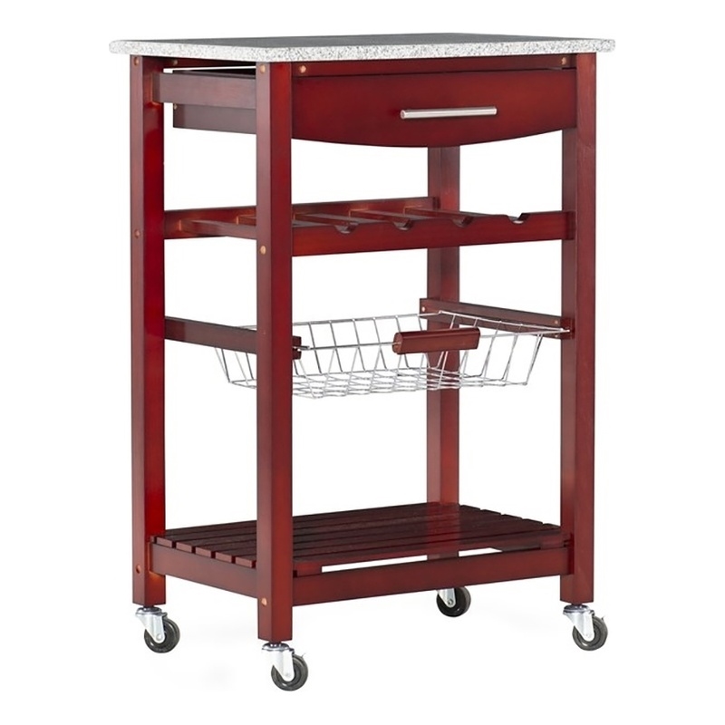 Riverbay Furniture Transitional Wood/Granite Top Kitchen Cart in Wenge Espresso