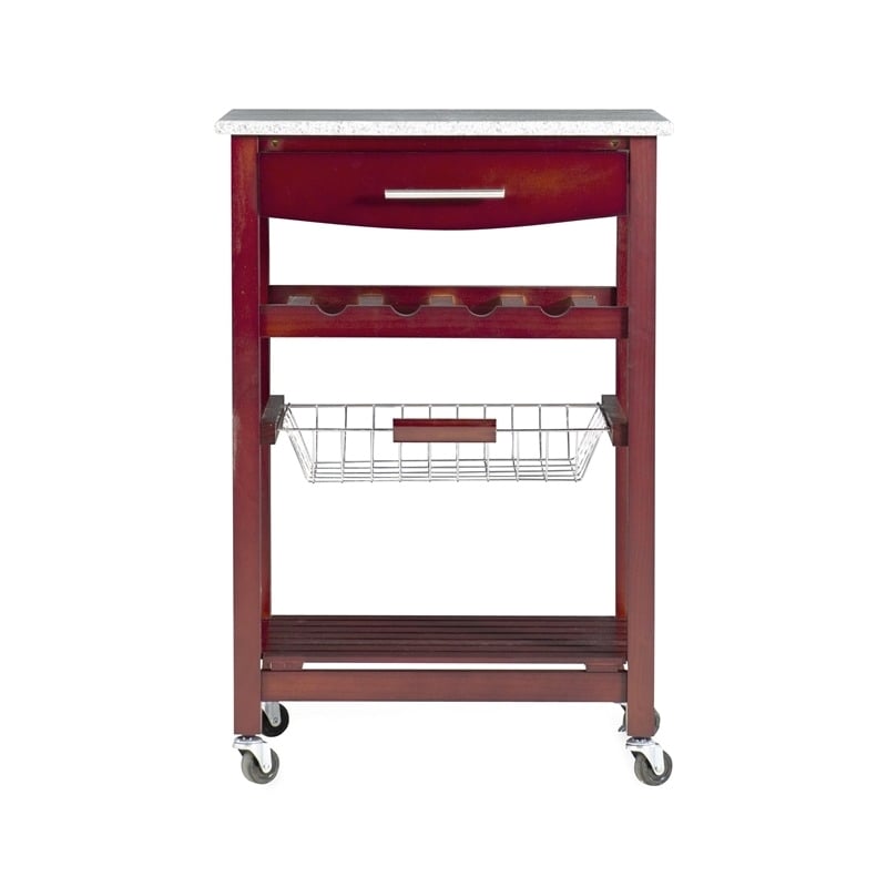 Riverbay Furniture Transitional Wood/Granite Top Kitchen Cart in Wenge Espresso