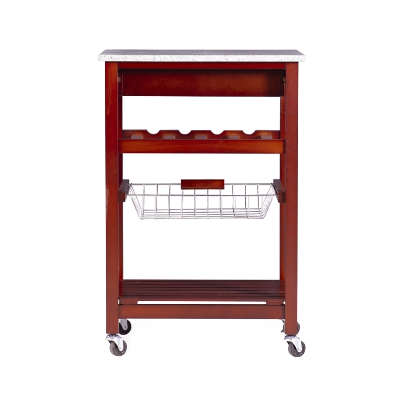 Riverbay Furniture Transitional Wood/Granite Top Kitchen Cart in Wenge Espresso