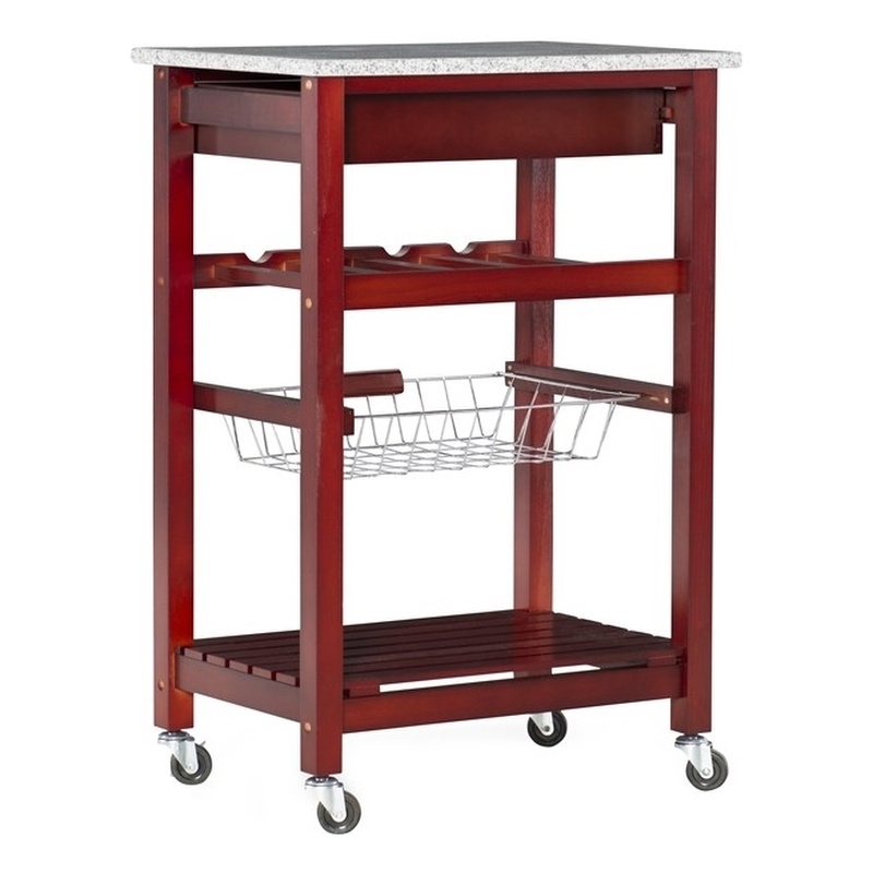 Riverbay Furniture Transitional Wood/Granite Top Kitchen Cart in Wenge Espresso