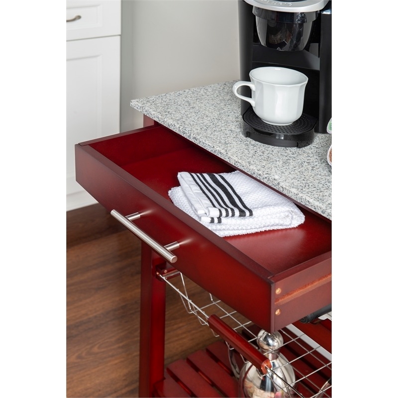Riverbay Furniture Transitional Wood/Granite Top Kitchen Cart in Wenge Espresso