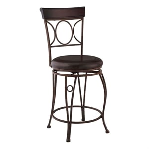 Riverbay Furniture 24&quot Iron Metal & Faux Leather Counter Stool in Bronze/Brown