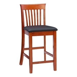 Riverbay Furniture 25&quot Wood & Faux Leather Counter Stool in Dark Cherry/Black