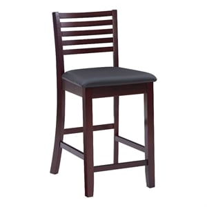 Riverbay Furniture 25&quot Wood & Faux Leather Counter Stool in Dark Merlot/Black