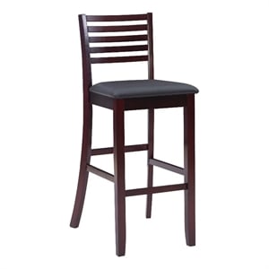 Riverbay Furniture 31&quot Wood & Faux Leather Bar Stool in Dark Merlot/Black