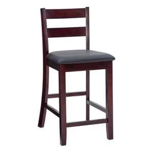 Riverbay Furniture 25&quot Wood & Faux Leather Counter Stool in Dark Merlot