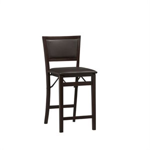 Riverbay Furniture Wood 24&quot Pad Back Folding Counter Stool in Chocolate