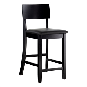 Riverbay Furniture 25&quot Contemporary Wood/Faux Leather Counter Stool in Black