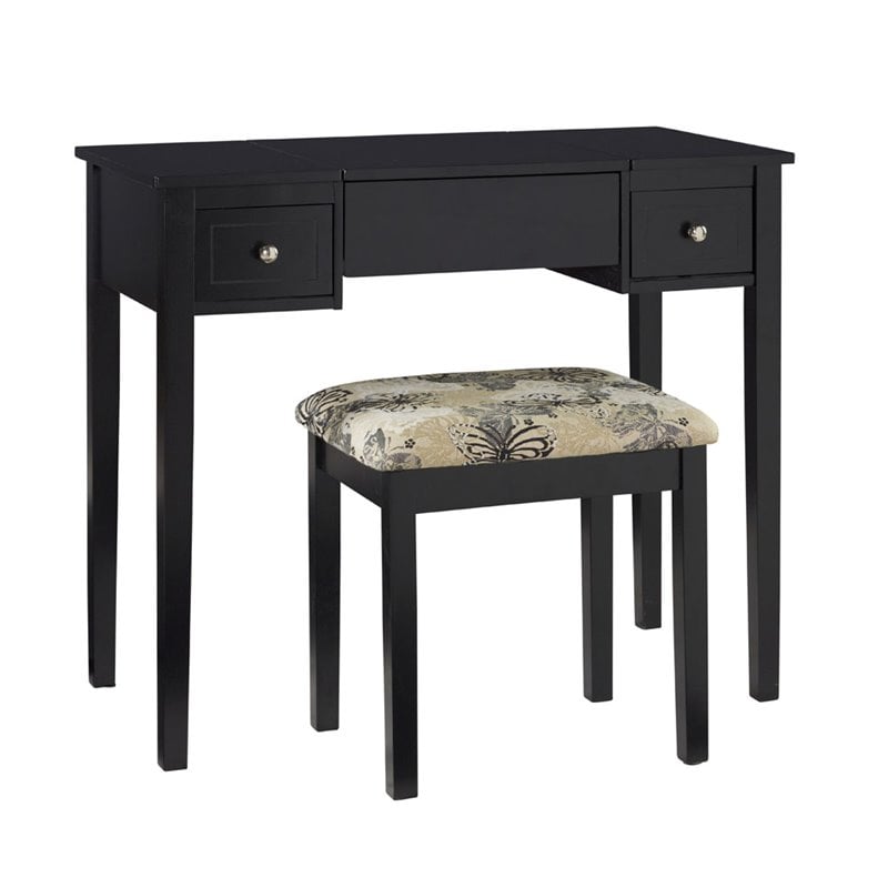 Riverbay Furniture Vanity Set Black with Bench