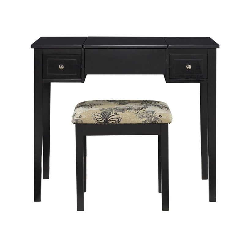 Riverbay Furniture Vanity Set Black with Bench