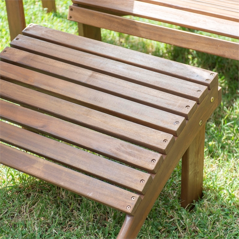 Riverbay Furniture Transitional Wood Outdoor Ottoman in Acorn Brown Stain