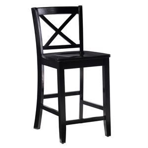 Riverbay Furniture 24&quot X-Back Transitional Wood Counter Stool in Black