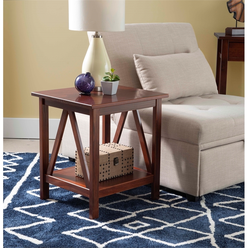Riverbay Furniture Solid Ellotis Pine Wood End Table in Brown