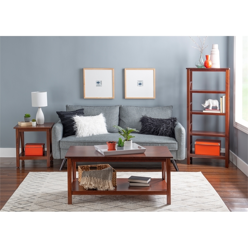 Riverbay Furniture Solid Ellotis Pine Wood End Table in Brown